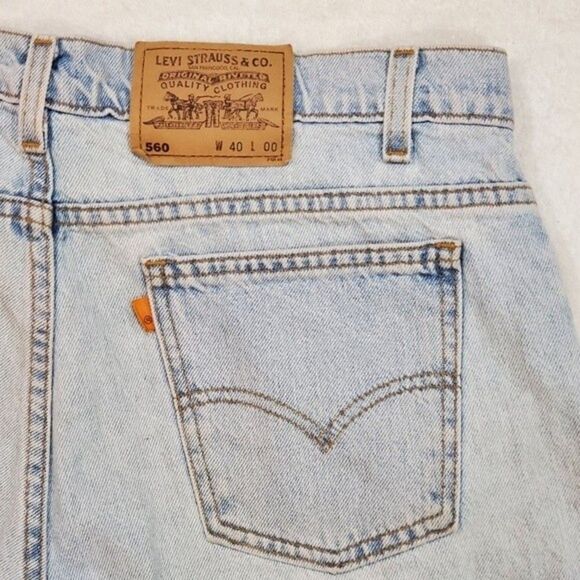 Levi's Vintage Orange Tab 560 Light Wash Jean Shorts Size 40 - Picture 4 of 12